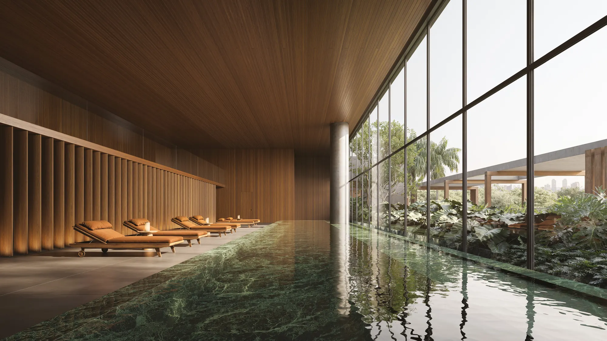 Perspectiva ilustrada da indoor pool